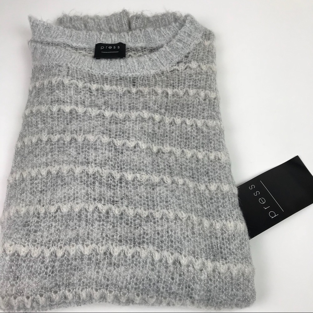 NWT Boutique Oversized Sheer Grey Sparkly Light